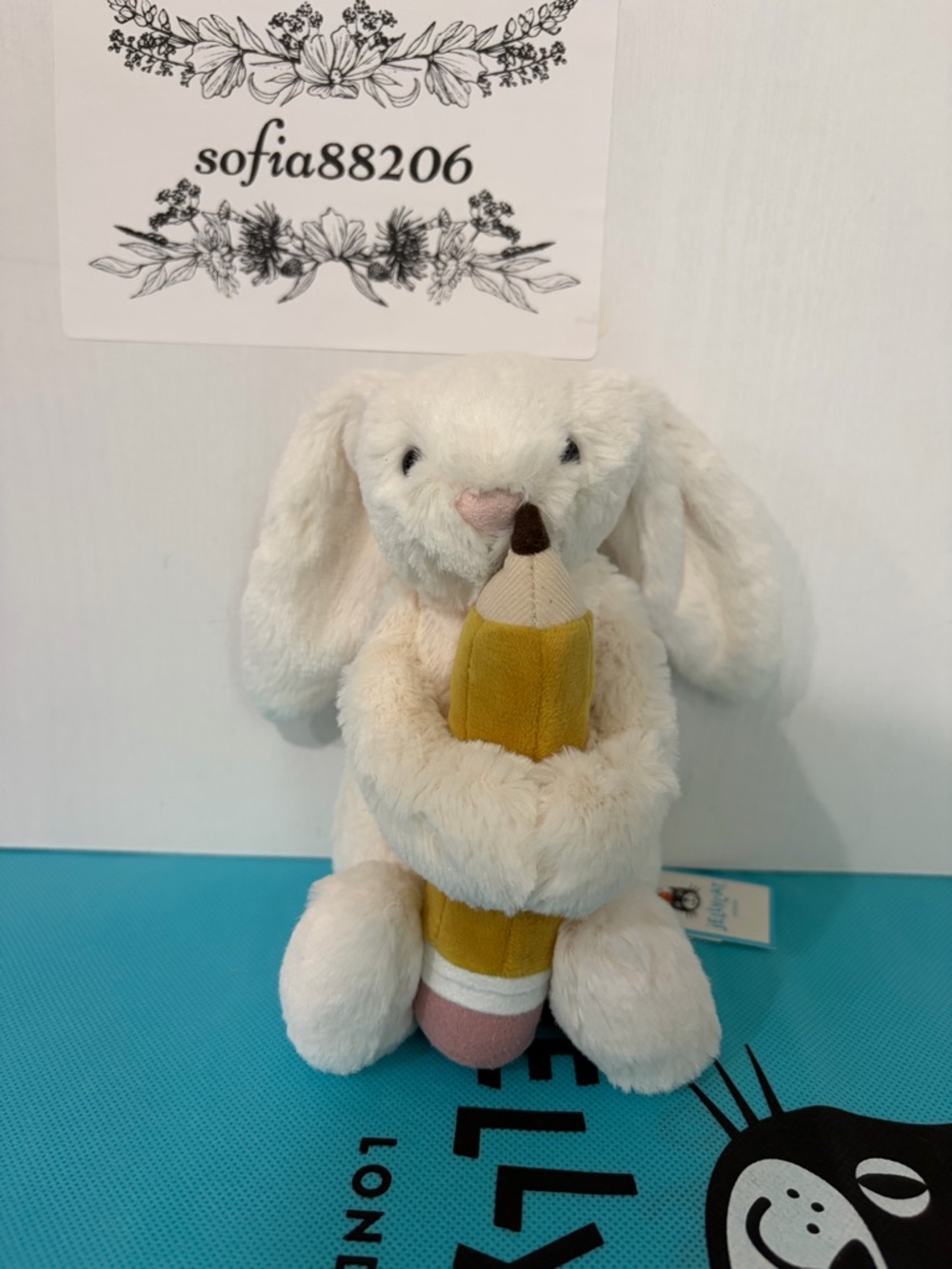 Jellycat Bashful Bunny With Pencil NWT Plush